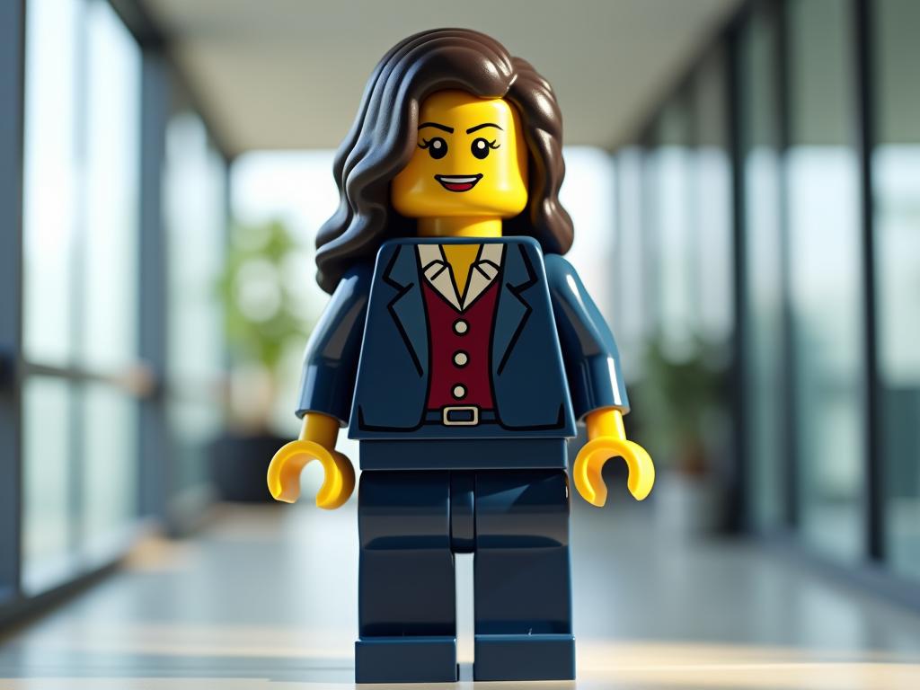 A stylish religious woman in professional modest attire at work.